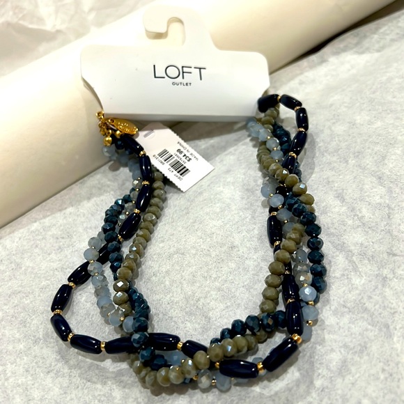 NWT LOFT Blue Beaded Necklace - Picture 1 of 3